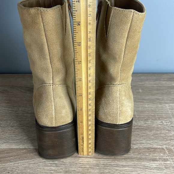 Vintage Y2K Transit Tan Suede Chunky Over Ankle Boots Square Toe Block Heel 38 - Picture 10 of 11
